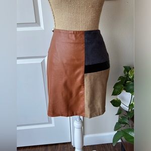 Very J leather color block skirt
